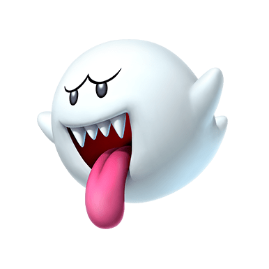 Boo item, Makes your vehicle temporarily ghostly, allowing you to pass through bananas and shells. You might also steal an item from one of your opponents. 